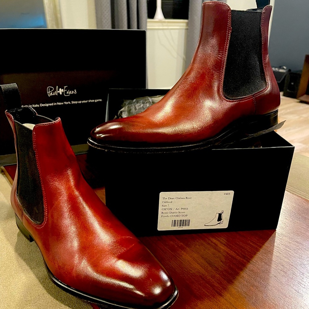 PAUL EVANS  THE DEAN CHELSEA BOOTS OXBLOOD  Leather Boots